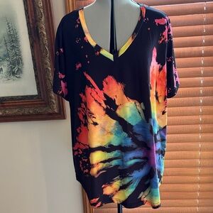 Colorful Tie-Dye Women's Top size 3X EUC